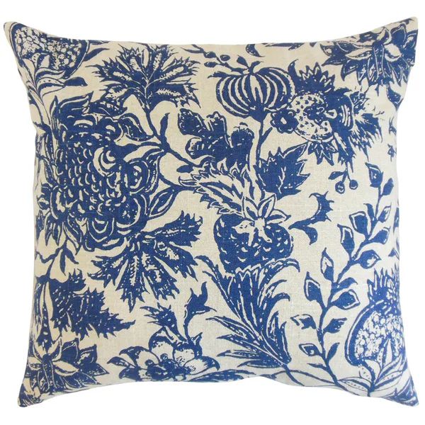 Bionda Floral Blue Down and Feather Filled Throw Pillow | Bed Bath & Beyond