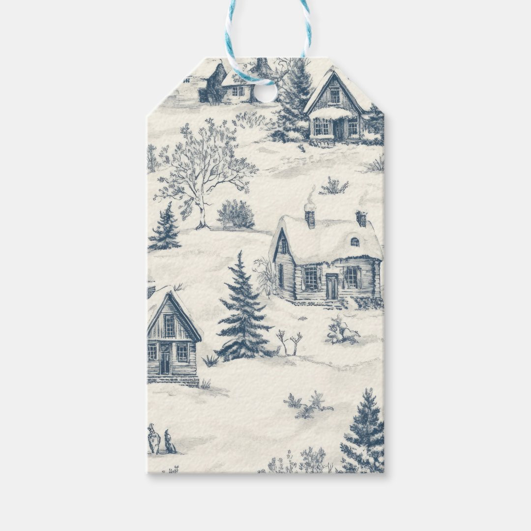 Christmas Toile Pattern Accessories Gift Tags | Zazzle | Zazzle