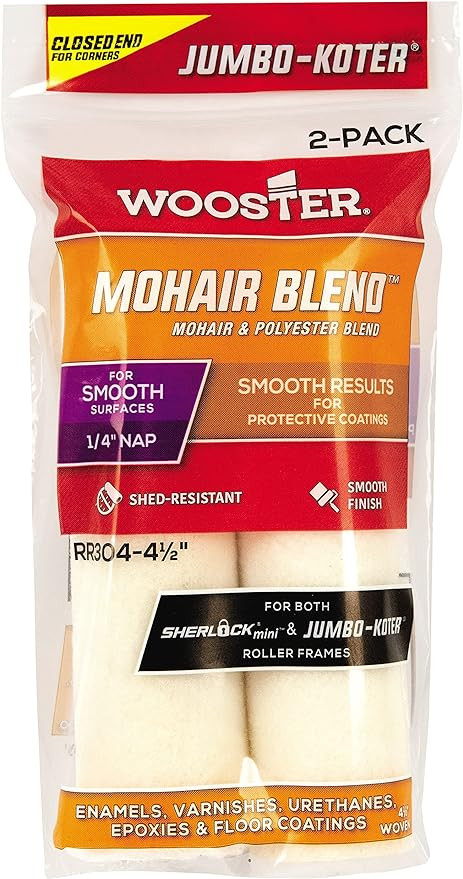 Wooster Brush RR304-4-1/2 Jumbo-Koter Mohair Blend Roller 1/4-Inch Nap, 2 Pack, 4-1/2-Inch | Amazon (US)