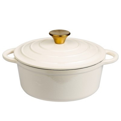 Lexi Home Enameled 2.8 Qt. Cast Iron Dutch Oven - Cream | Target