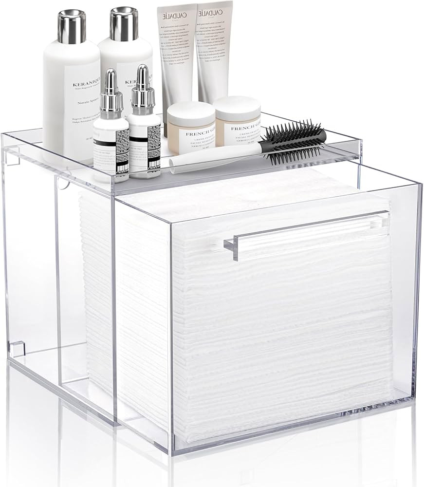 Disposable Facial Towels Storage Box - Acrylic Container Compatible With Clean Skin Club Clean To... | Amazon (US)