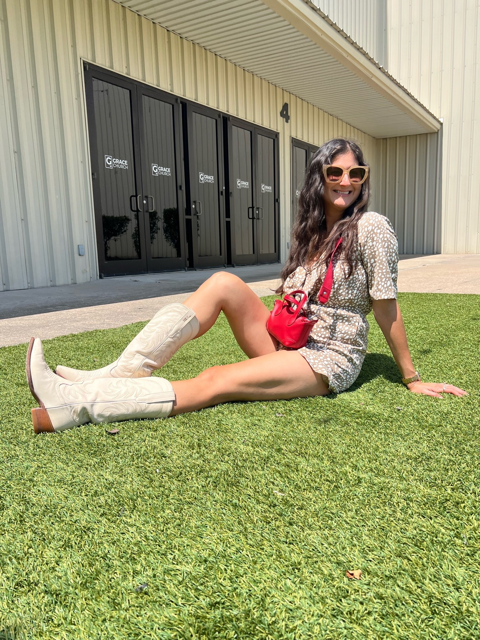 Cute light brown romper for early fall. There’s no cool air here just heat waves. 🥵 so I figure wearing fall colors is as close as we’ll get. And cowboy boots always because Texas. 🙌

#LTKootd #LTKSeasonal #LTKOver40