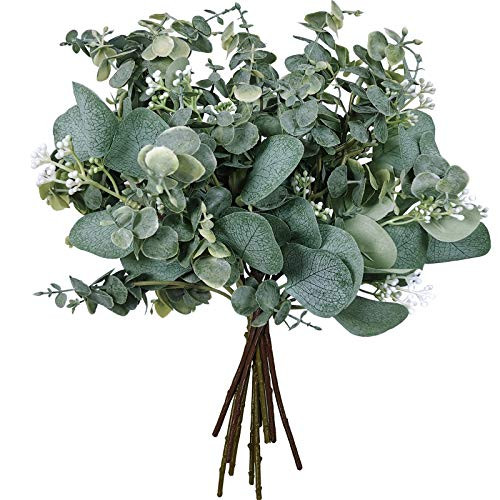 Mixed Eucalyptus Leaves Stems Bulk Artificial Silver Dollar Eucalyptus Leaves Picks and Faux Euca... | Amazon (US)