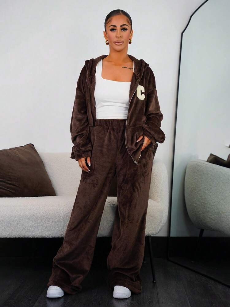 SAYEHFBABY Oversized Women 2 Pieces Set: Solid Color Hoodie Sweatshirt And Sweatpants, Autumn | SHEIN