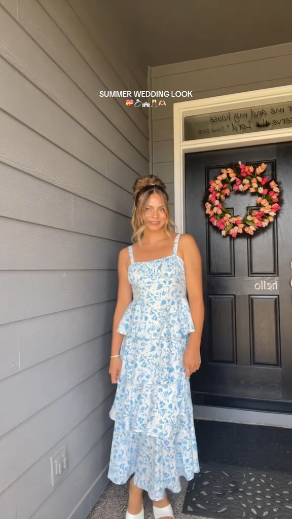 wedding guest dress 🤍✨ love the blue and white floral designs

#LTKWedding #LTKParties #LTKStyleTip