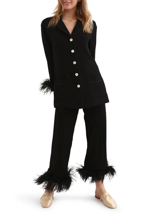 Sleeper Double Feathers Party Pajamas in Black at Nordstrom, Size Small | Nordstrom