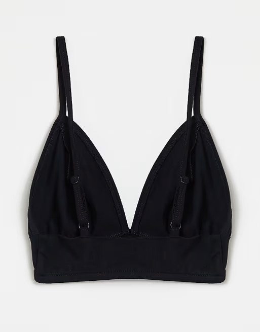 ASOS DESIGN crop v neck bralet in organic cotton in black | ASOS (Global)
