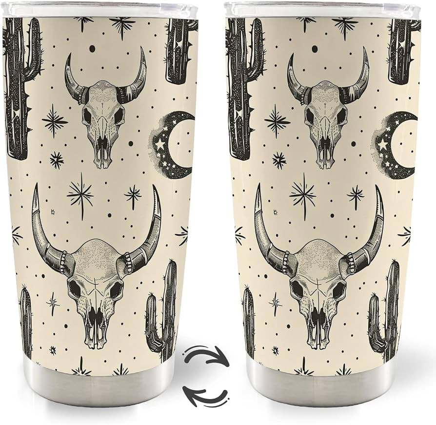 Western Cow Skull 20oz Travel Coffee Mug Tumbler, Western Gifts for Women Coworker Him, Western C... | Amazon (US)