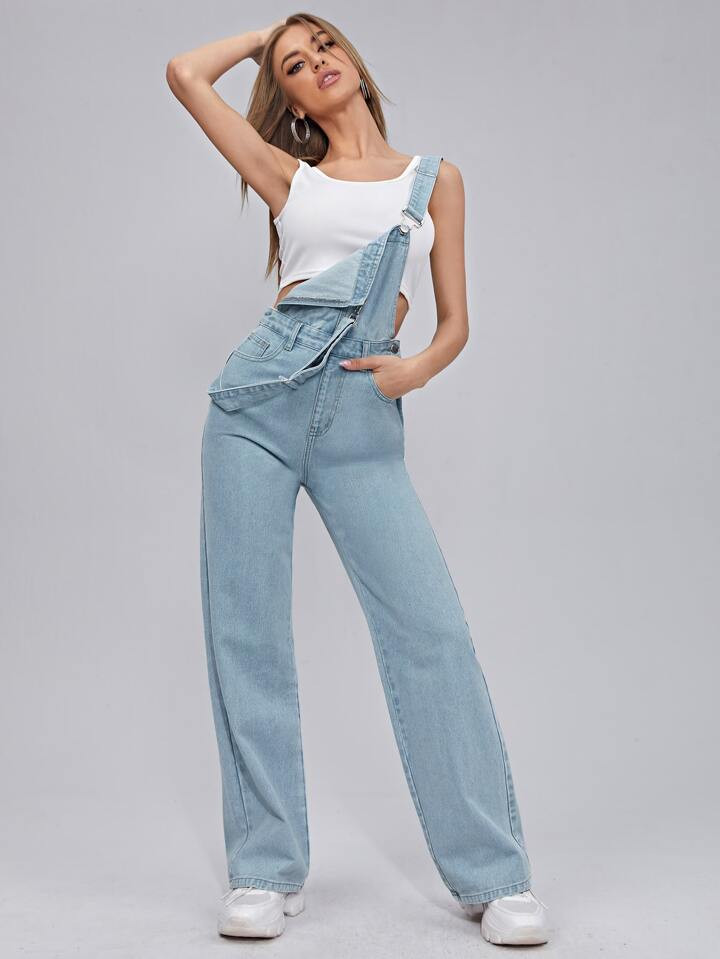 SHEIN Frenchy Adjustable Strap Denim Jumpsuit4.79(1000+) | SHEIN