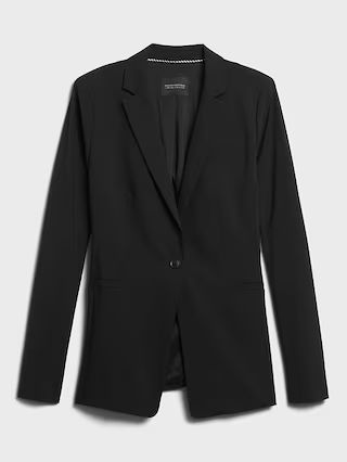 Long &#x26; Lean-Fit Washable Wool-Blend Blazer | Banana Republic (US)