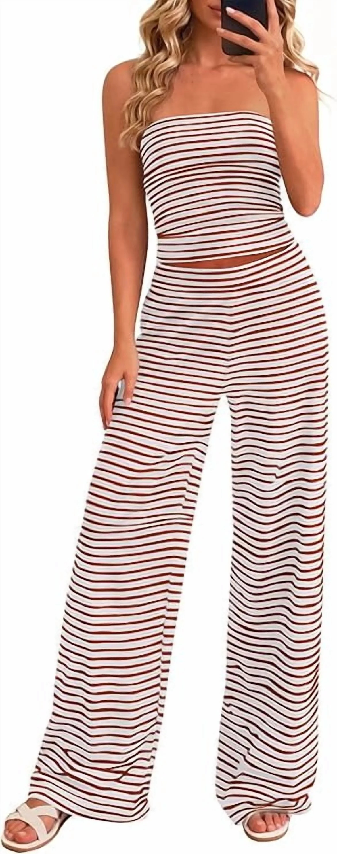 PRETTYGARDEN Summer Sets Women 2 Piece Outfits Matching Striped Loungewear Spring Airport Travel ... | Walmart (US)