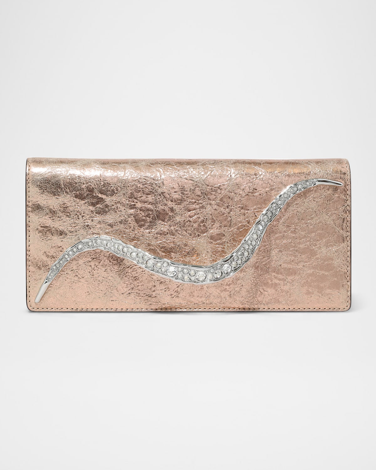 Crystal Curve Metallic Leather Clutch Bag | Neiman Marcus