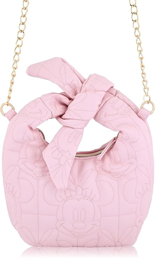 Disney Minnie Mouse Mini Hobo Handbag for Women | Small Quilted PU Shoulder Bag with Detachable S... | Amazon (US)