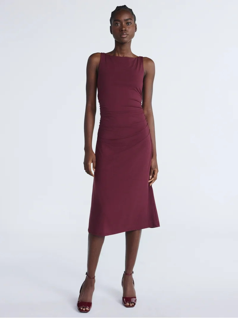 Scoop Women's Sleeveless Contour Midi Dress, Sizes XS-XXL - Walmart.com | Walmart (US)