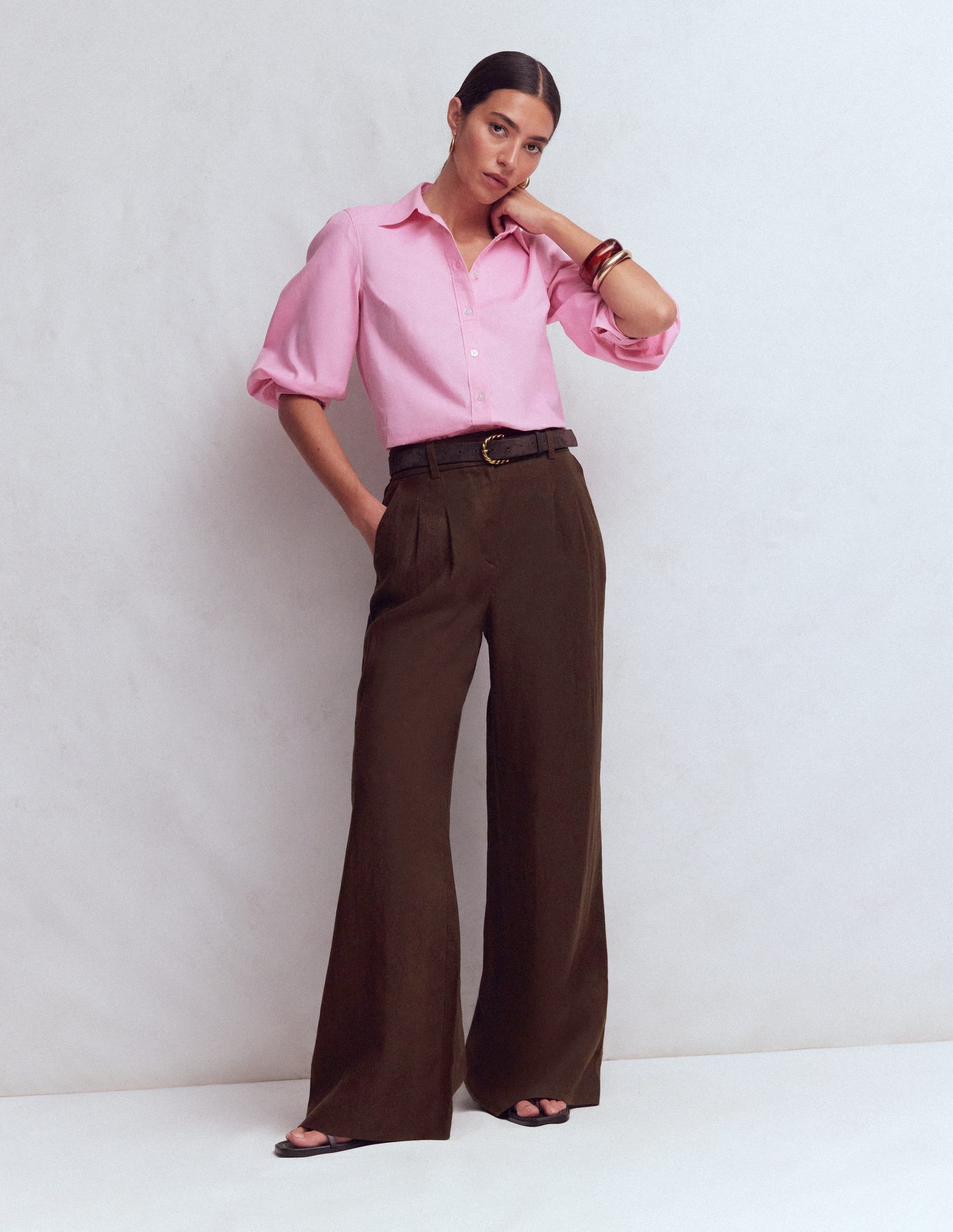 Boden Women's Kensington Linen Pants in Brown | Size 10 | Boden (US)