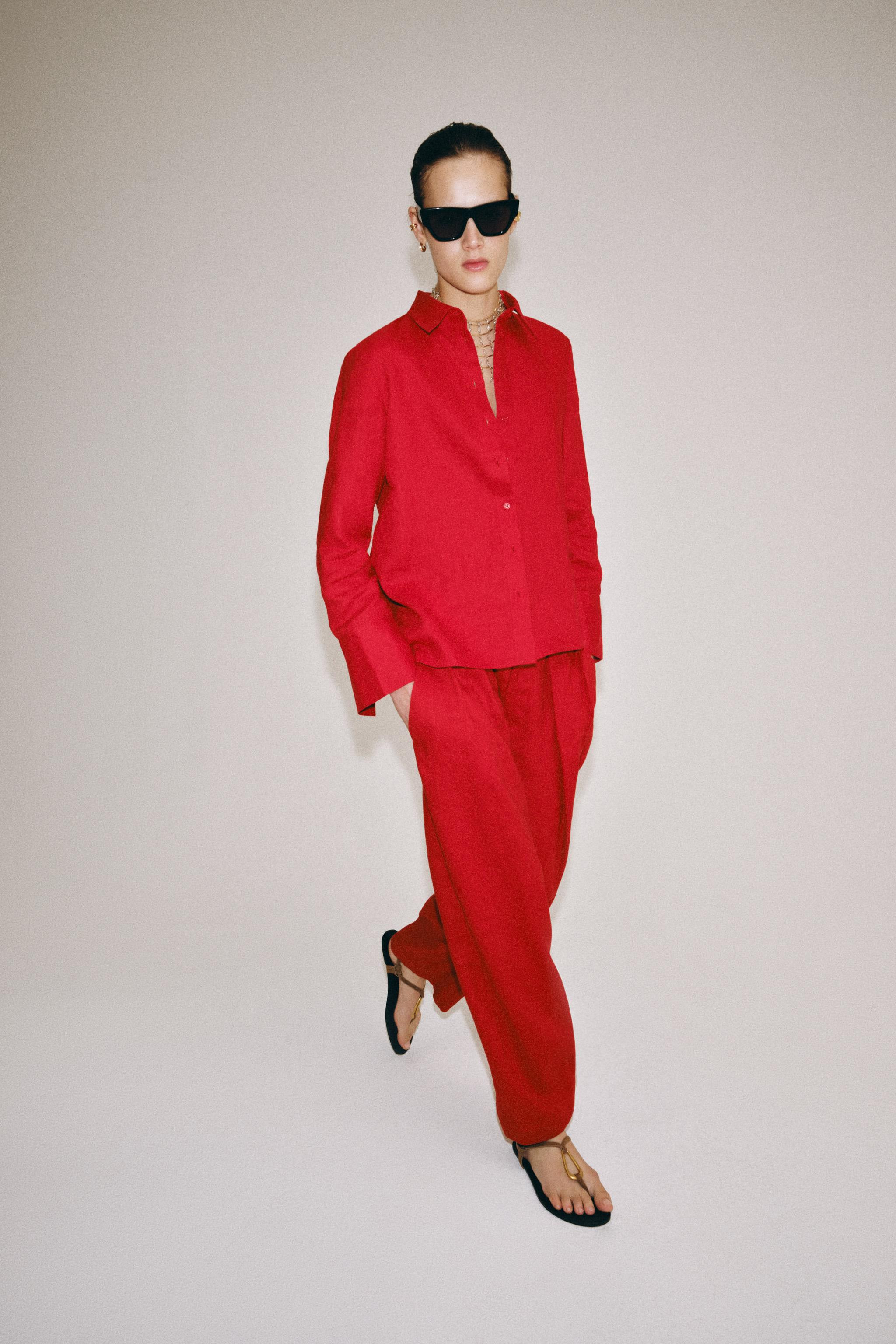 ZW COLLECTION 100% LINEN PLEATED TROUSERS | Zara UK