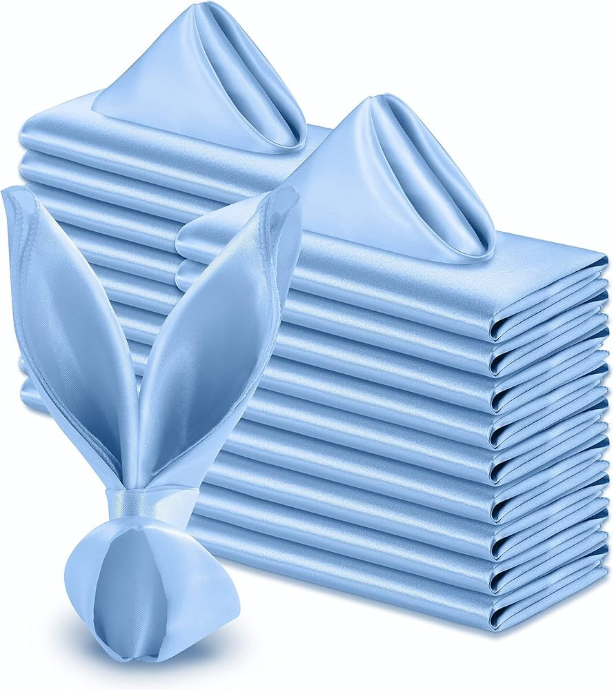 VACVELT 50 Pack Light Blue Satin Napkins 17x17 Inch Wedding Napkins Bulk, Decorative Elegant Dinn... | Amazon (US)