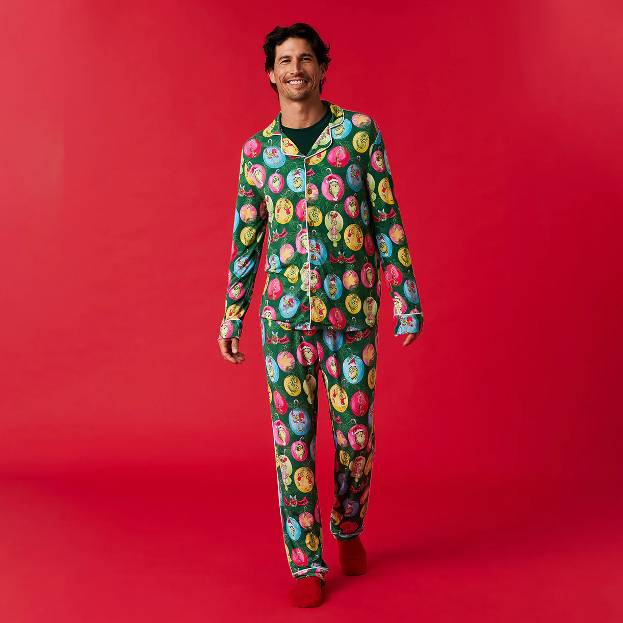 Green Long Sleeve Luxe Men's Pajamas | Dr. Seuss Who-liday | Posh Peanut