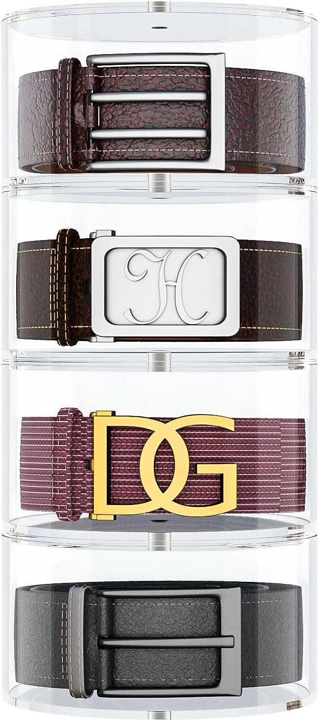 NIUBEE Belt Organizer, Acrylic 4 Layers Belt Case Storage Holder and Display for Accessories like... | Amazon (US)