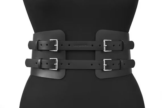 Wide Leather Belt, Womens Leather Belt, Corset Belt, Waist Cincher, Double Belt, Waist Corset | Etsy (US)
