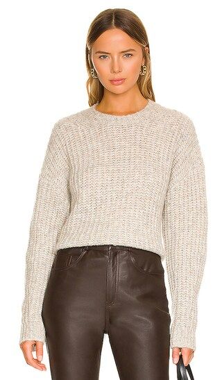 Plush Rib Balloon Sleeve Crew in Marled Driftwood | Revolve Clothing (Global)