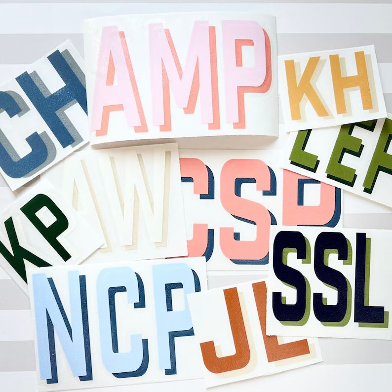 Double-Layer Monogram Decal, Shadow Block Monogram, Monogram Sticker for Tumbler, Phone Cases, La... | Etsy (US)