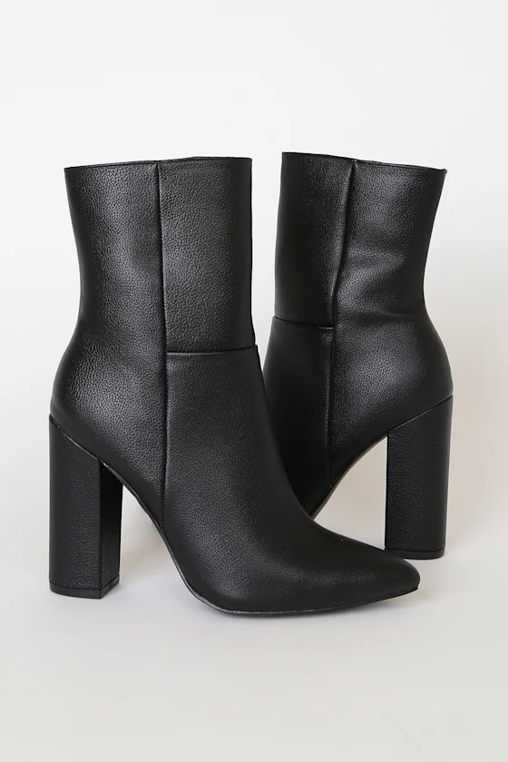 Dawson Black Pebble Pointed-Toe Mid Calf Boots | Lulus (US)