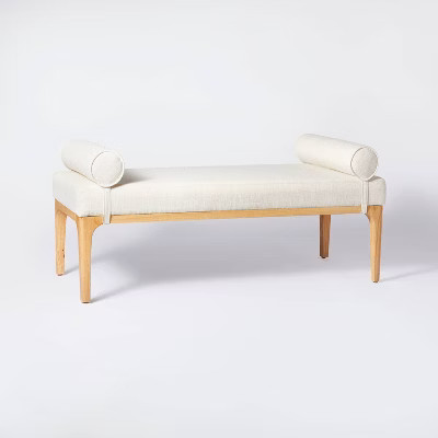 Randolph Bench with Bolster Pillows Linen - Threshold™ designed with Studio McGee | Target