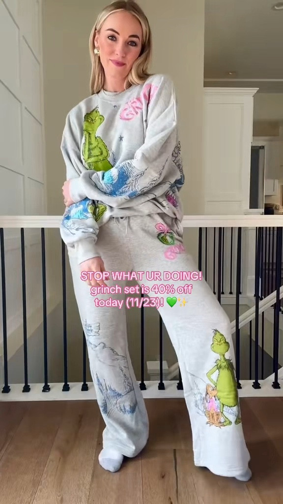 my grinch sweat set is 40% off today (11/23)! 💚🎄 it’s 🔗d in my bio under the tik tok tab, as always! ♥️ i’m wearing a L in the wide leg bottoms & an XL in the pullover sweatshirt for a cozy oversized fit. 🤌🏼 you need this one!!

#grinchoutfit #holidayloungewear #targetstyle #grinchmas #grinchsweats 

#LTKHoliday #LTKSeasonal #LTKSaleAlert