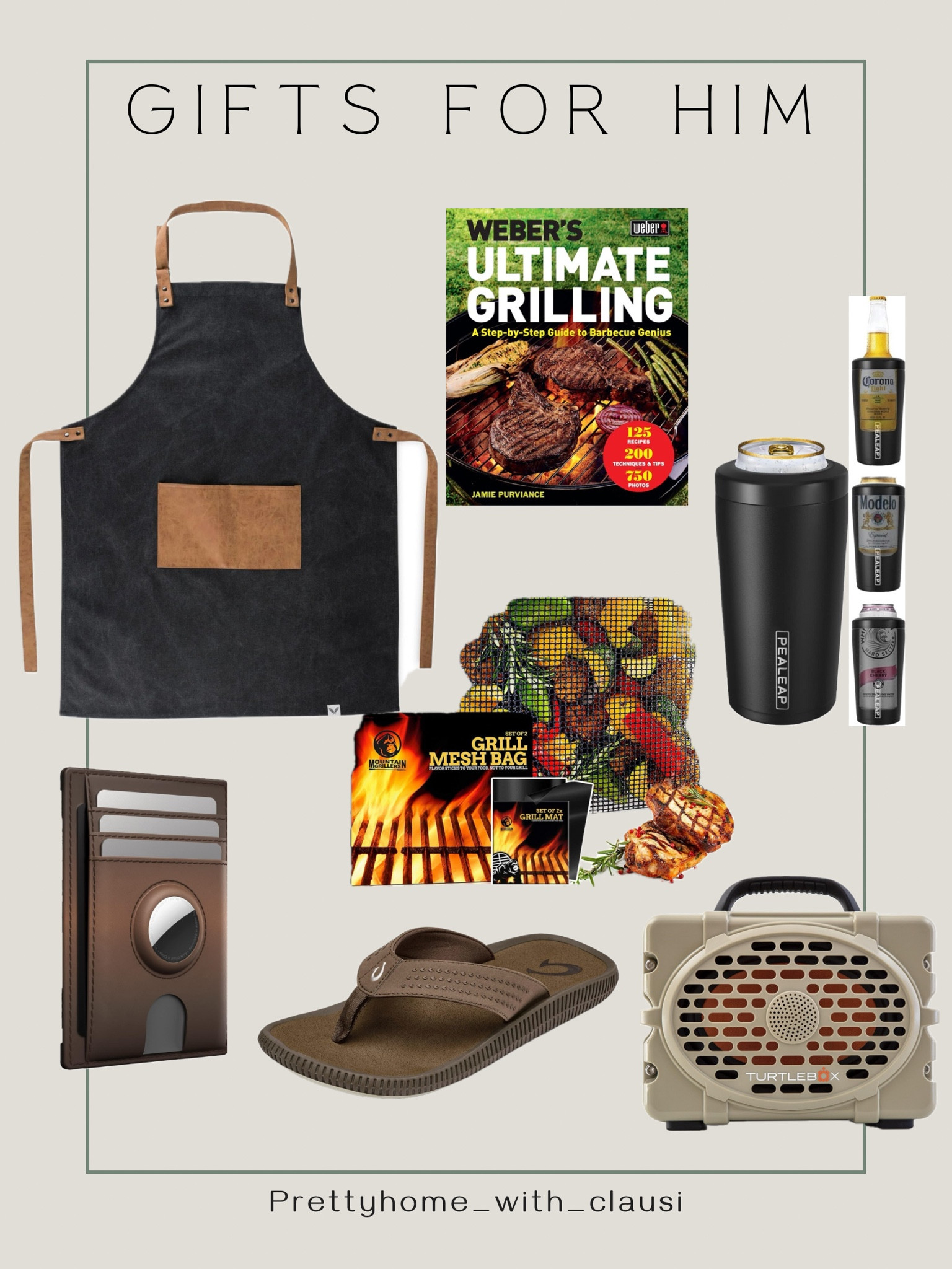 Gift guide for dad. Gifts for him. Men’s gifts. Father’s Day gifts.
Grilling apron.
Outdoor portable speaker.
Grilling book.
Grilling mesh bags.
AirTag slim wallet.
Insulated can cooler.
Men’s sandals.
#LTKGiftGuide 

#LTKMens #LTKSummerSales #LTKSeasonal