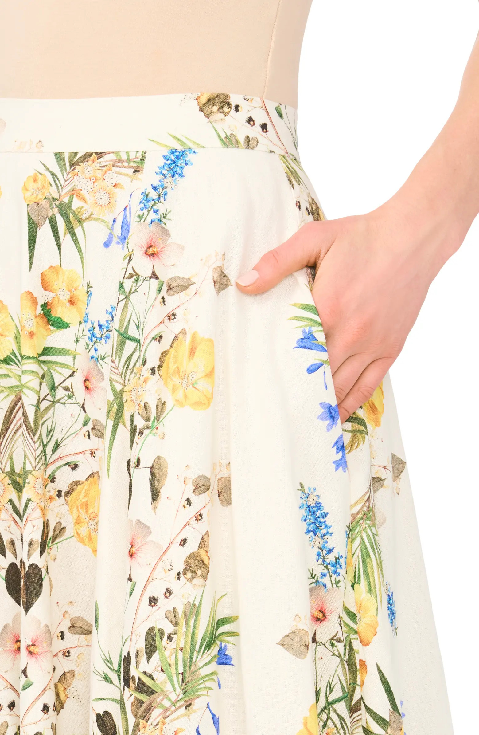 Linen Blend A-Line Midi Skirt | Nordstrom Rack