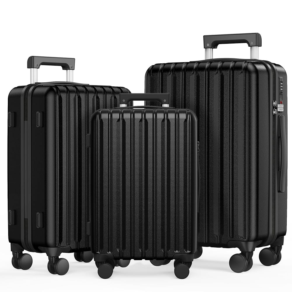 SHOWKOO Luggage Sets 3 Piece 100% PC Ultra Tough Hardside Expandable Suitcases Sets with TSA Lock... | Amazon (US)