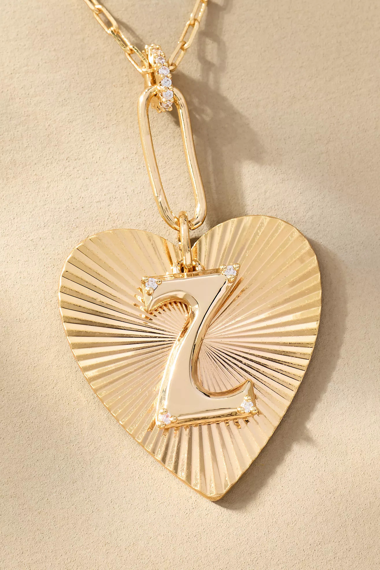 Fluted Heart Pendant Monogram Necklace | Anthropologie (US)