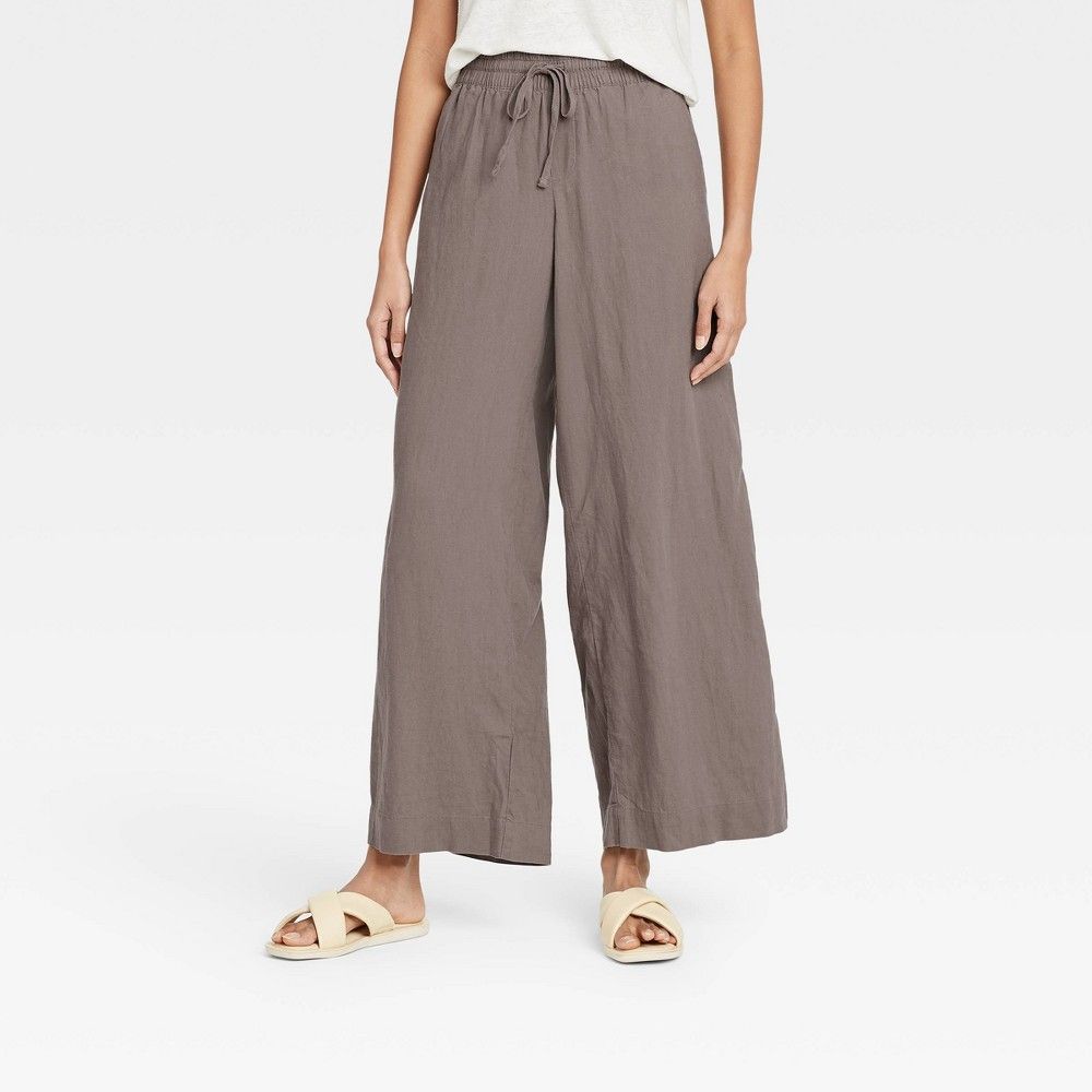 Women's Mid-Rise Wide Leg Pants - A New Day Brown XL | Target