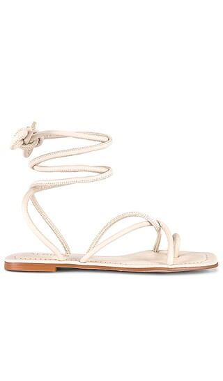 Lace It Up Flat Sandal in Ivory | Revolve Clothing (Global)