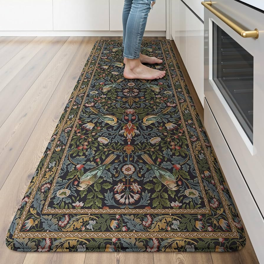KIMODE Kitchen Mats Cushioned Antigue,Vintage Boho Floral Bird Kitchen Rugs Runner Non Slip,Wide ... | Amazon (US)