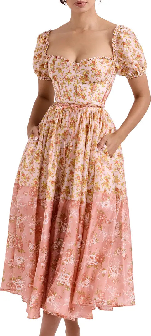 Penelope Floral Puff Sleeve Corset Maxi Dress | Nordstrom