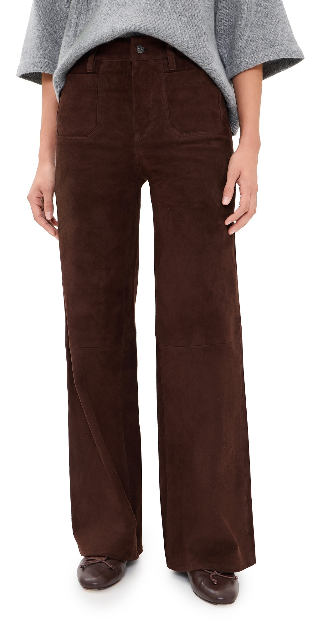 FRAME Suede Le Slim Palazzo Modernist Pocket Pants Dark Brown 31 | Shopbop