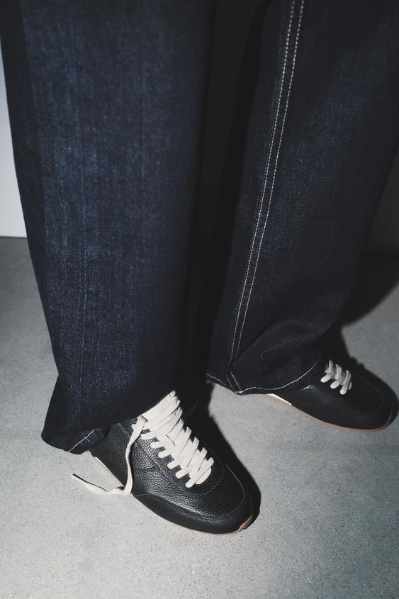 CONTRAST LEATHER SNEAKERS | Zara US