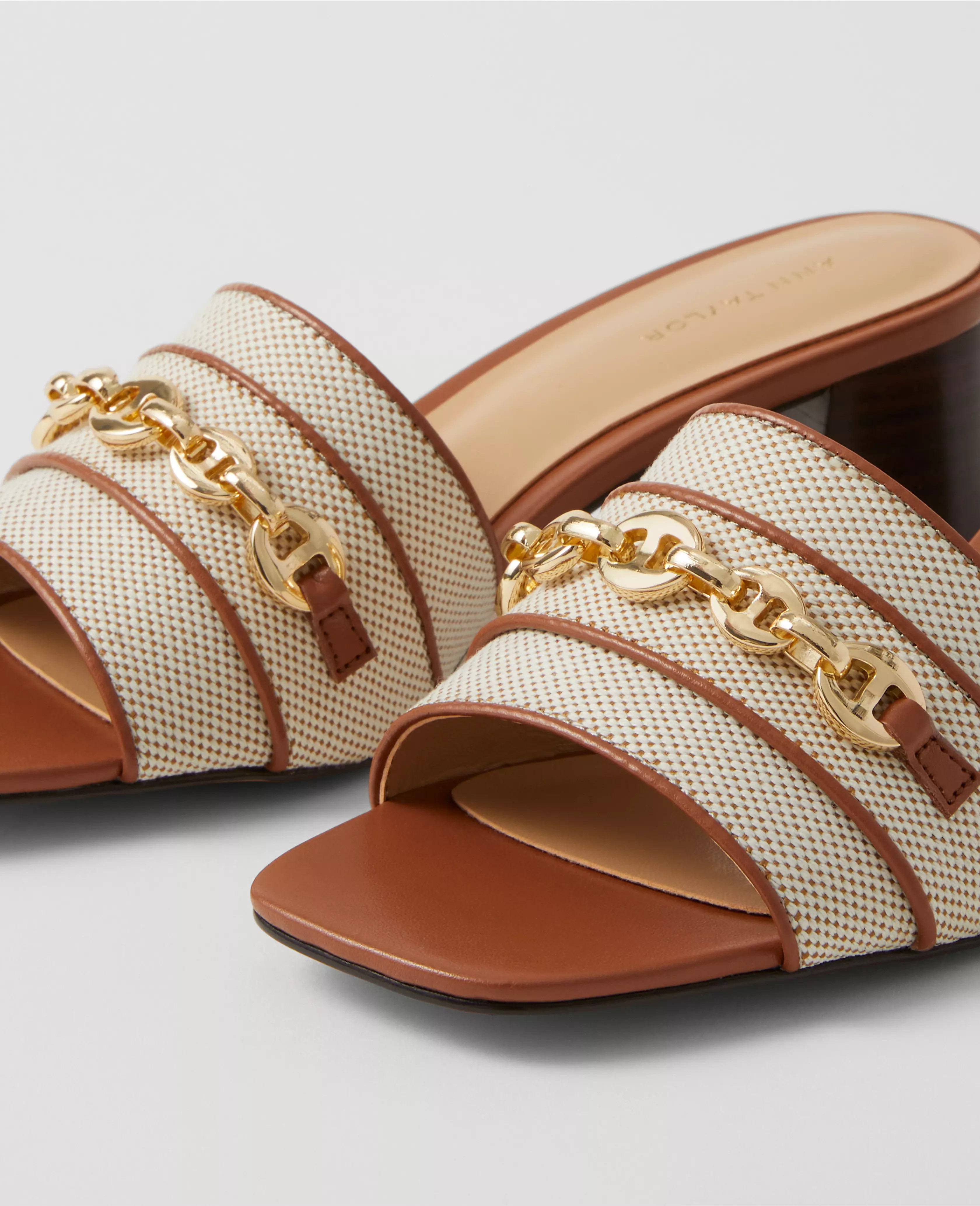 Chain Flare Block Heel Sandals | Ann Taylor