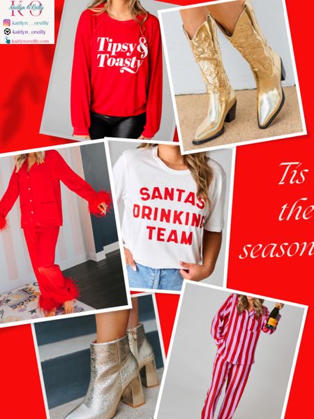 Christmas outfit must haves. Adorable christmas tees and sweaters, christmas pjs , boots and cowboy boots! 

#LTKunder50 #LTKHoliday #LTKunder100 #LTKSeasonal #LTKstyletip #LTKshoecrush #LTKU #LTKcurves