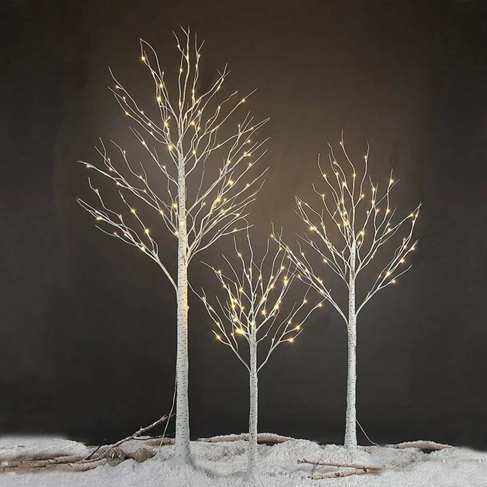 SEVENTH 4FT 5FT 6FT White Birch Tree Set, Christmas Trees with White Lights, Premium PVC Frame Ar... | Walmart (US)