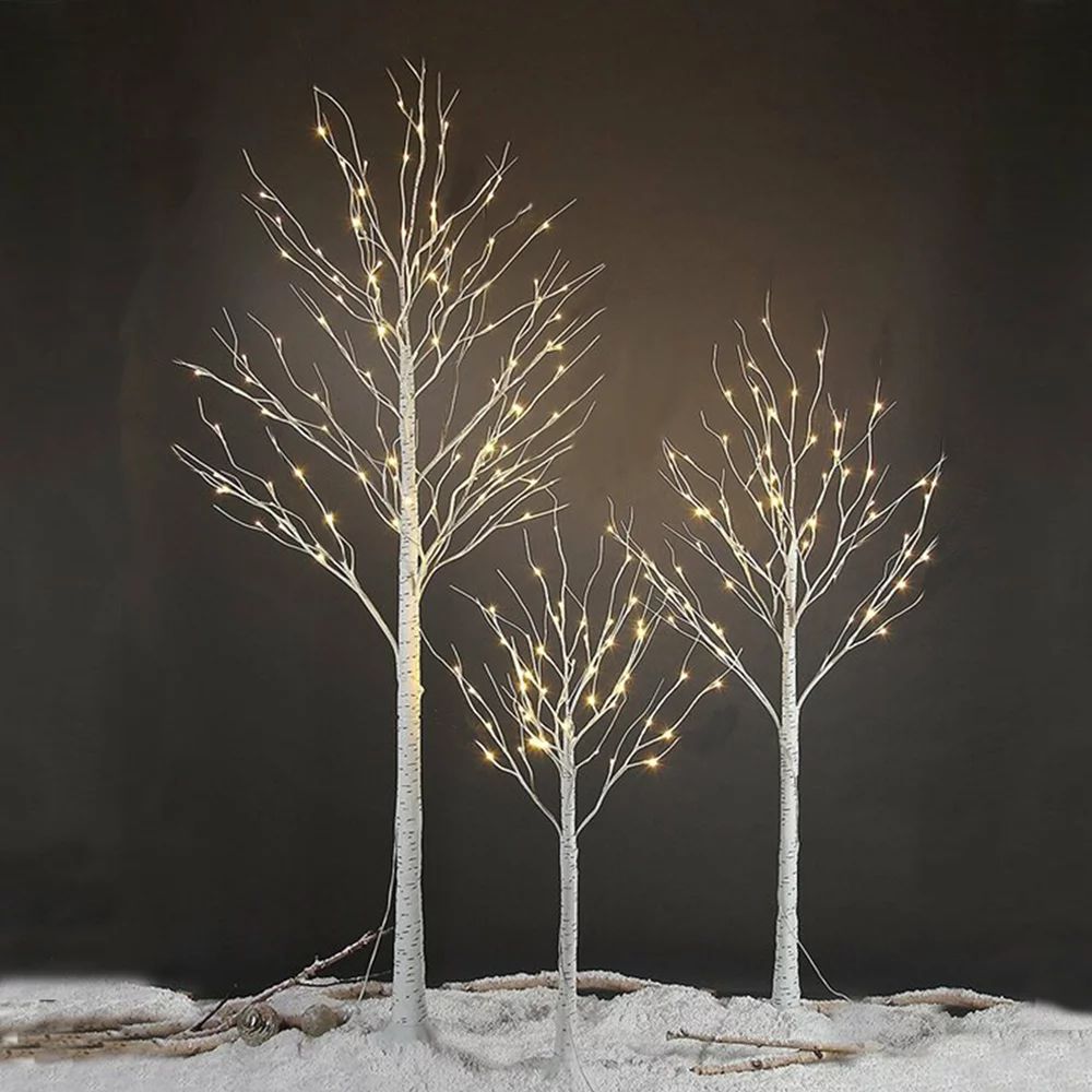 SEVENTH 4FT 5FT 6FT White Birch Tree Set, Christmas Trees with White Lights, Premium PVC Frame Ar... | Walmart (US)