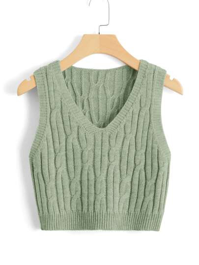 Cable Knit Sweater Vest | SHEIN
