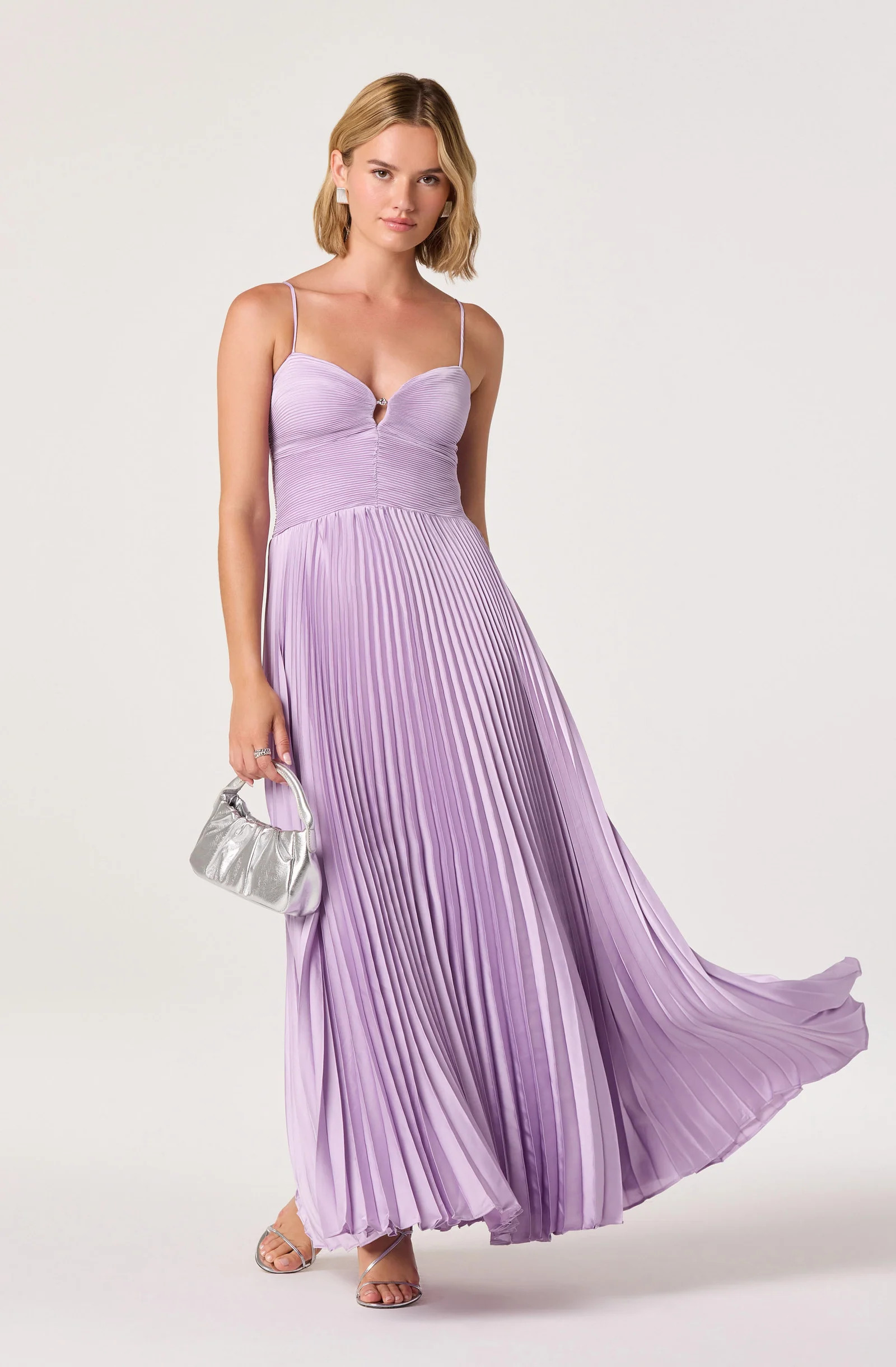 Alaia Satin Plissé Maxi Dress - Lilac / XS | ASTR The Label (US)