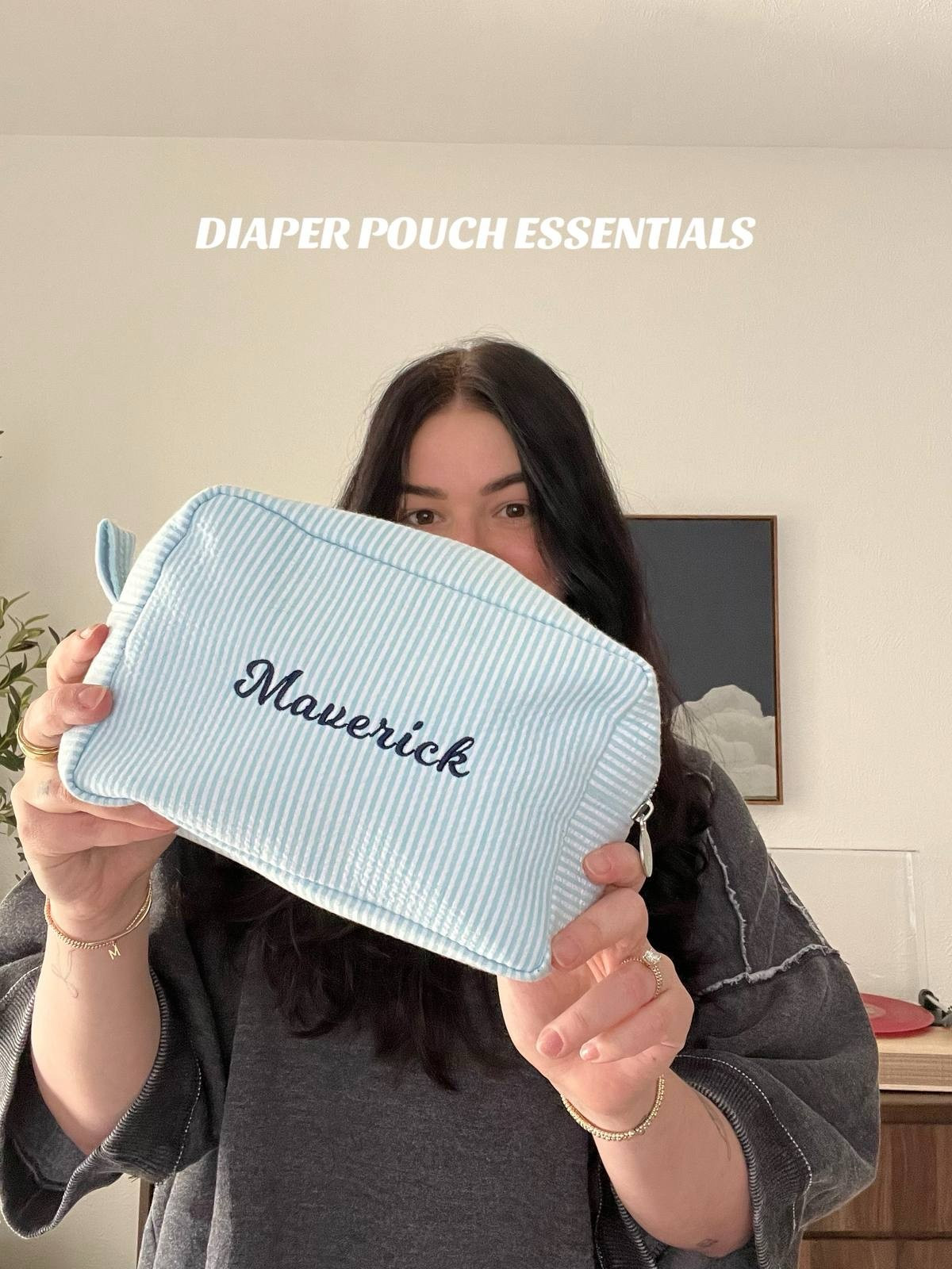 Monogrammed name toiletry bag - I use mine as a diaper pouch for baby boy! 