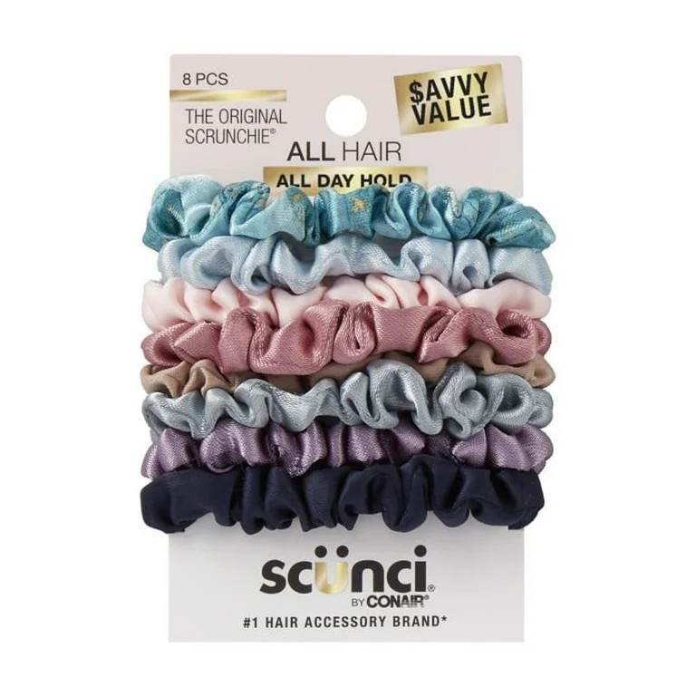 Scunci Mini Matte Satin Scrunchies, Multicolor, 8 Count | Walmart (US)