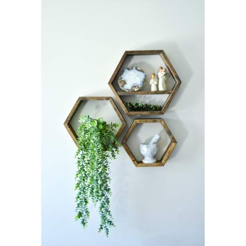 Farmhouse Chic Wall Hexagon Floating Shelves – Set of 3 – Small, Medium and Large – Screws ... | Amazon (US)