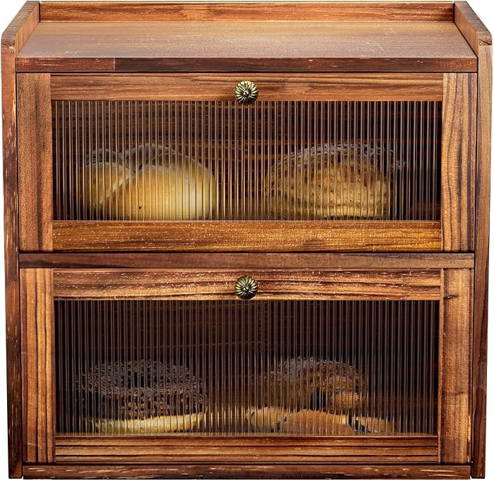 Wooden Bread Box for Kitchen Countertop, Large Bread Storage Container Bin for Decor, 2 Layer for... | Amazon (US)