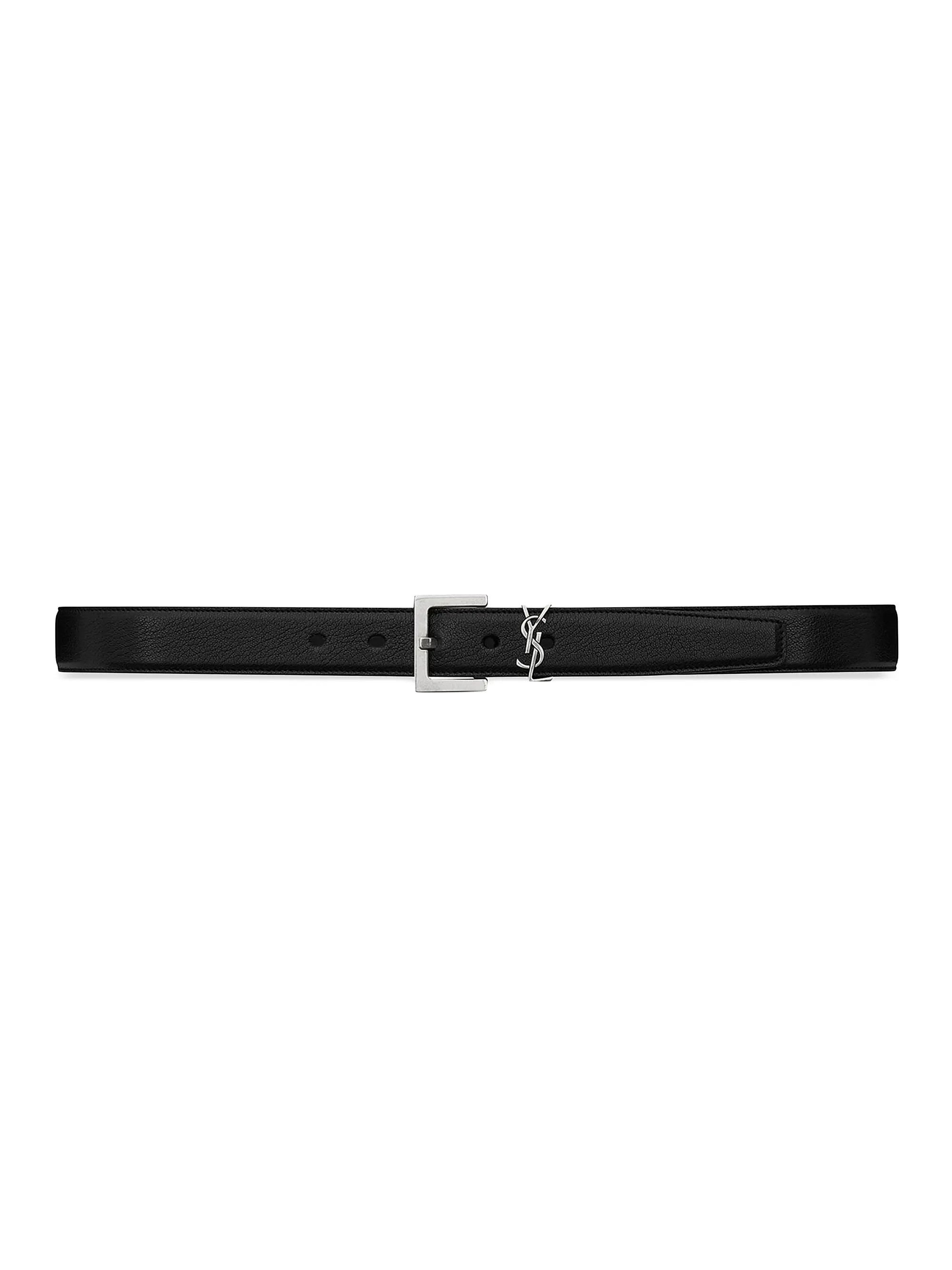 Saint Laurent Cassandre Belt in Smooth Leather | Saks Fifth Avenue | Saks Fifth Avenue